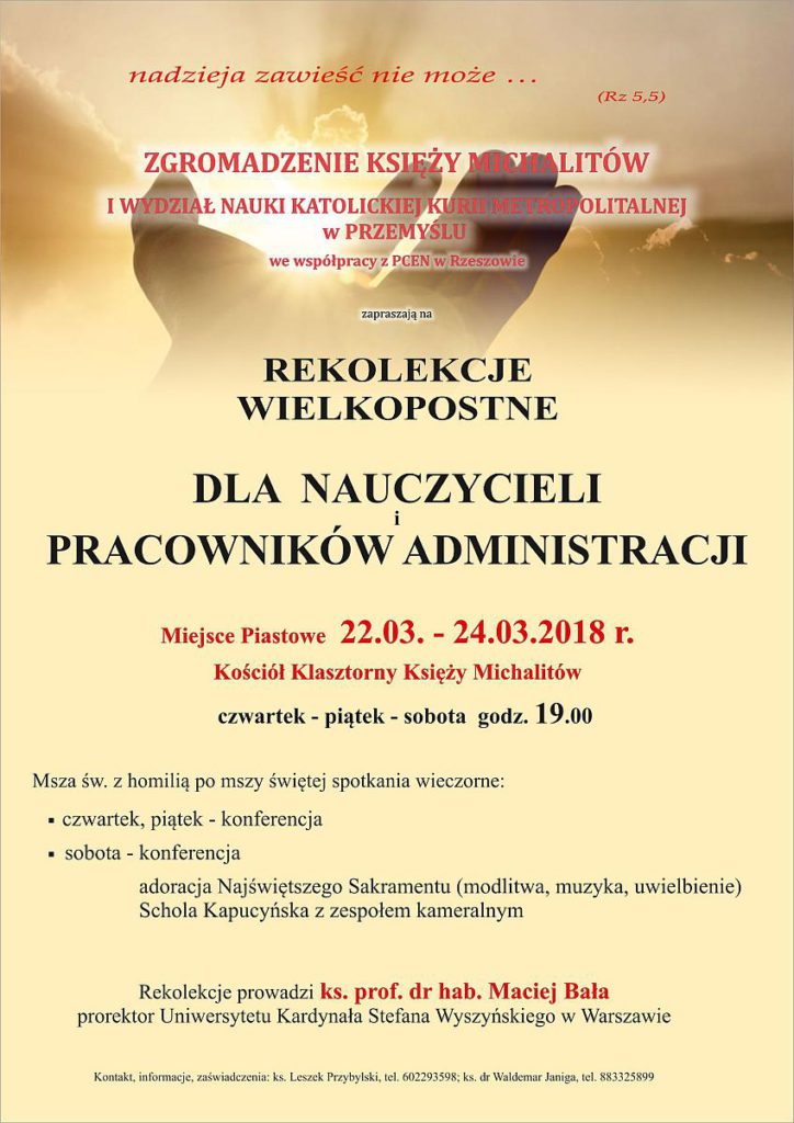 Rekolekcje dla nauczycieli i pracowników administracji